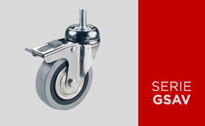 Gray non-marking rubber wheel with polypropylene center and thread guards
