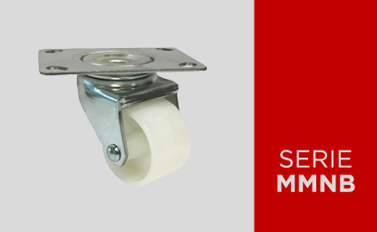 Monolithic furniture wheels in white nylon