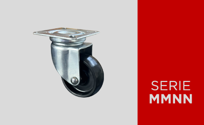 Monolithic furniture wheels in black nylon